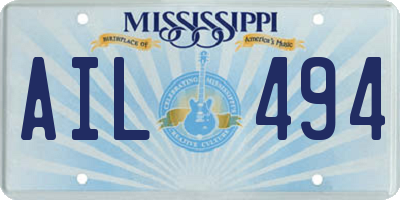 MS license plate AIL494