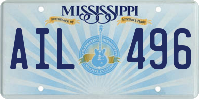MS license plate AIL496