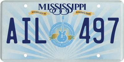 MS license plate AIL497