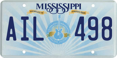 MS license plate AIL498
