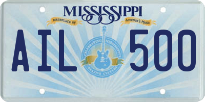 MS license plate AIL500