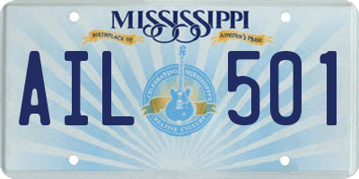 MS license plate AIL501