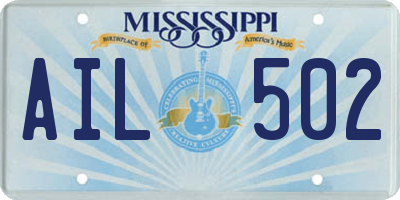 MS license plate AIL502