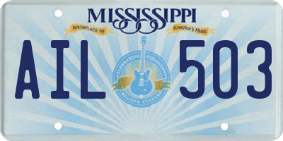 MS license plate AIL503