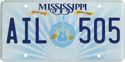 MS license plate AIL505