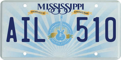 MS license plate AIL510