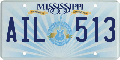 MS license plate AIL513
