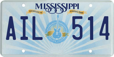 MS license plate AIL514