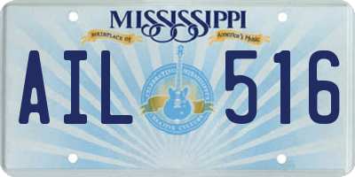 MS license plate AIL516
