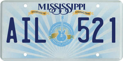 MS license plate AIL521