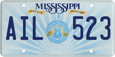 MS license plate AIL523