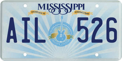 MS license plate AIL526