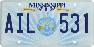 MS license plate AIL531