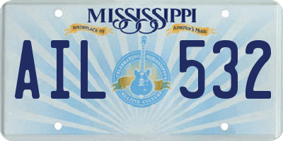 MS license plate AIL532