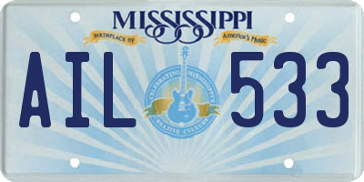 MS license plate AIL533