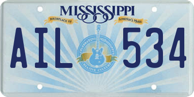 MS license plate AIL534