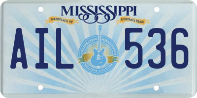 MS license plate AIL536