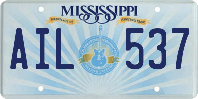 MS license plate AIL537