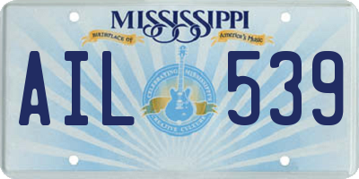 MS license plate AIL539