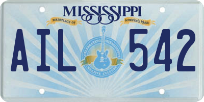 MS license plate AIL542