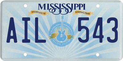 MS license plate AIL543