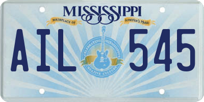 MS license plate AIL545