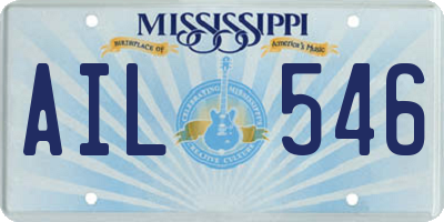 MS license plate AIL546