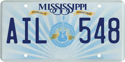 MS license plate AIL548
