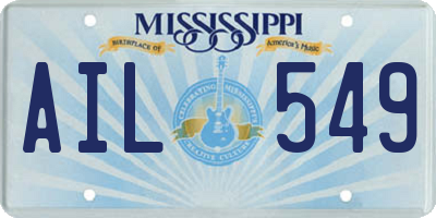 MS license plate AIL549