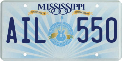 MS license plate AIL550