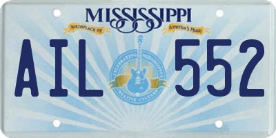 MS license plate AIL552