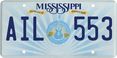 MS license plate AIL553