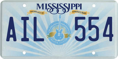 MS license plate AIL554