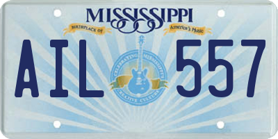 MS license plate AIL557