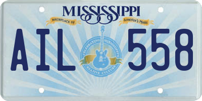 MS license plate AIL558