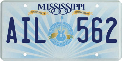 MS license plate AIL562