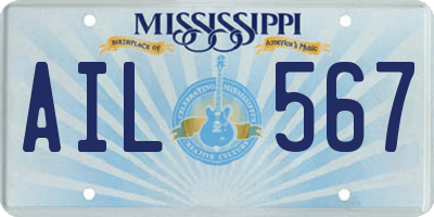MS license plate AIL567