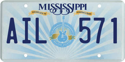 MS license plate AIL571