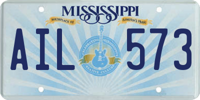 MS license plate AIL573