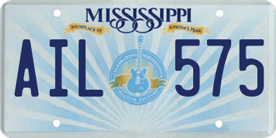 MS license plate AIL575