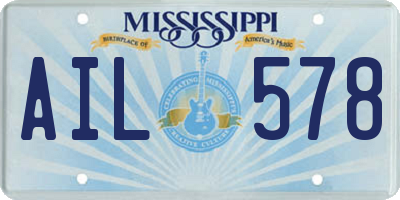 MS license plate AIL578