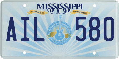 MS license plate AIL580
