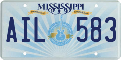 MS license plate AIL583