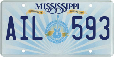 MS license plate AIL593