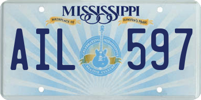 MS license plate AIL597