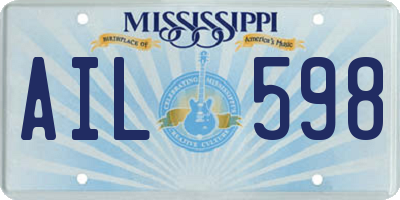 MS license plate AIL598