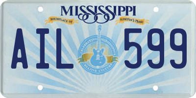 MS license plate AIL599