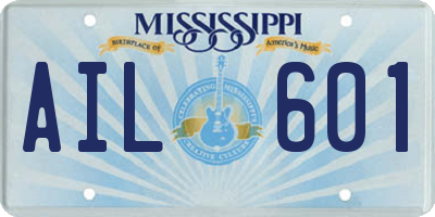 MS license plate AIL601