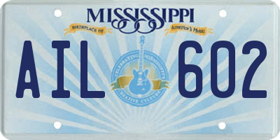 MS license plate AIL602