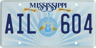 MS license plate AIL604